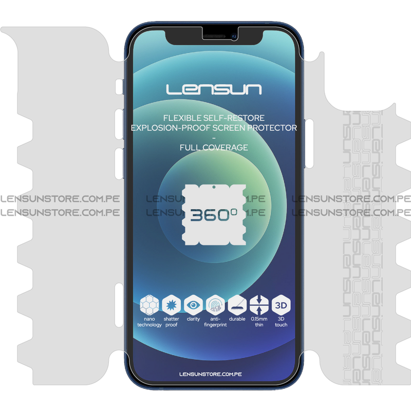 Lensun 360 Selfrestore Shield  Protector Para Pantalla Completa IPhone 12